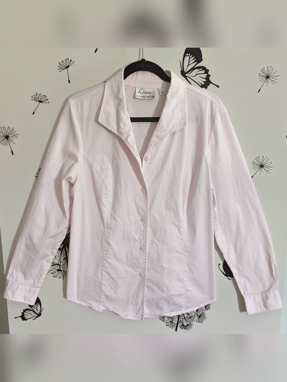 Linea by Louis Dell'Olio Pale Pink Tailored Button-Up Blouse
